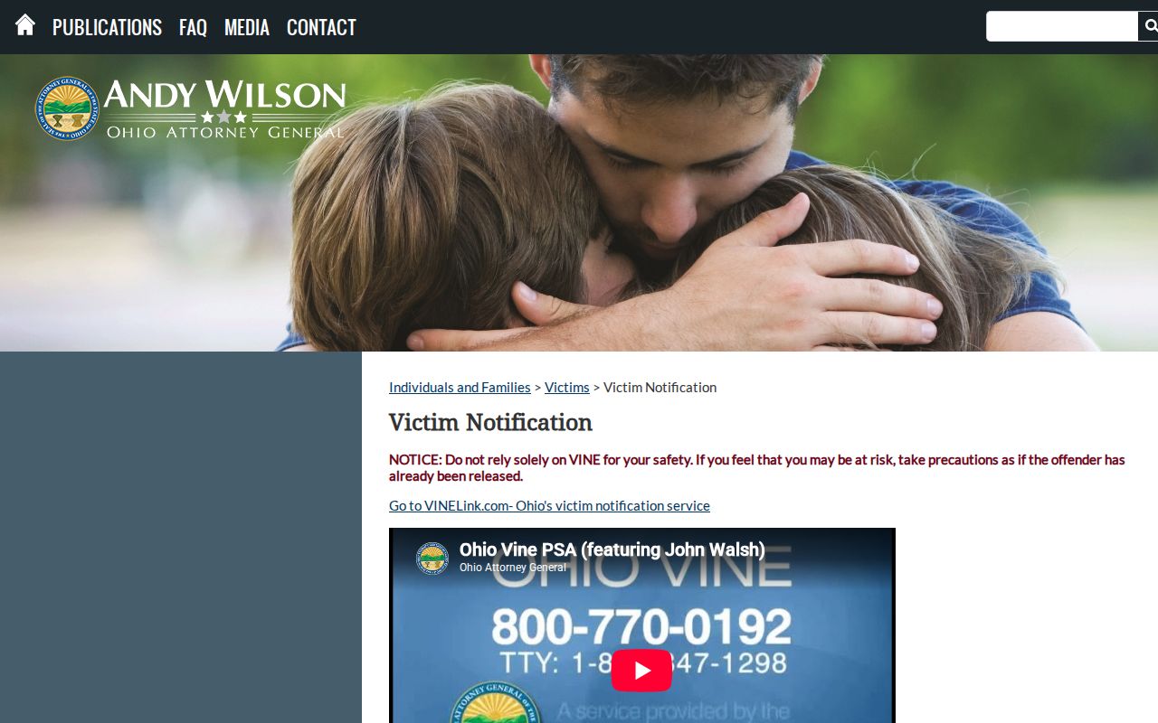 Ohio Attorney General VINE notification overview