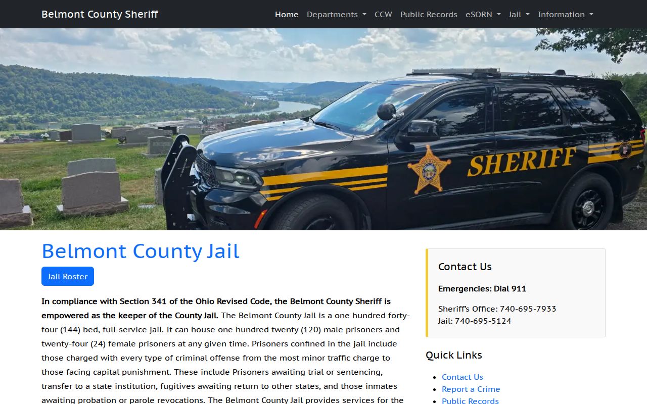 Belmont County Jail release and roster information